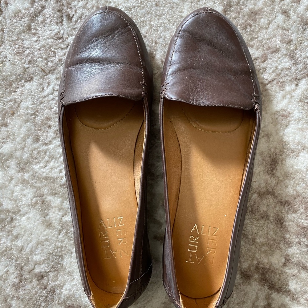 Brown leather loafers- size 8 NWOT
